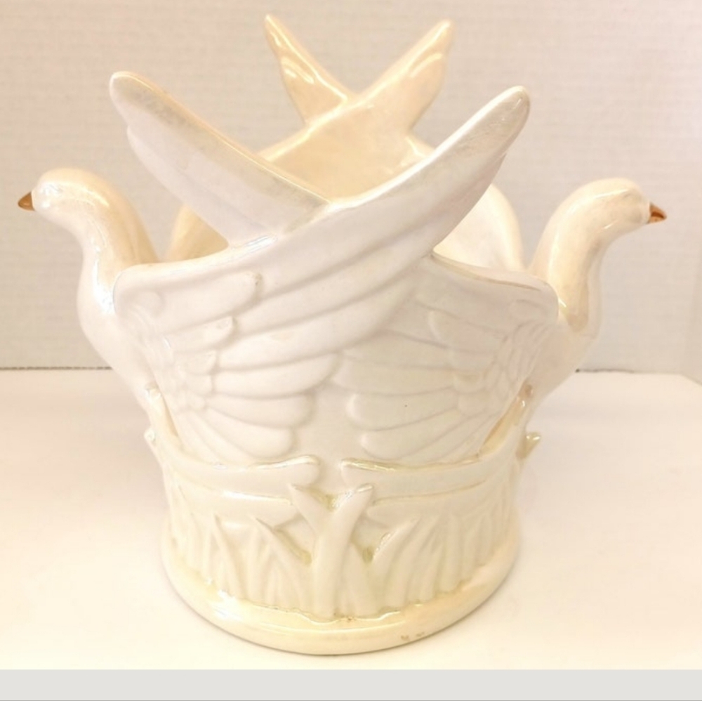 "Just Like the White Winged Dove" Elegant Ceramic Planter